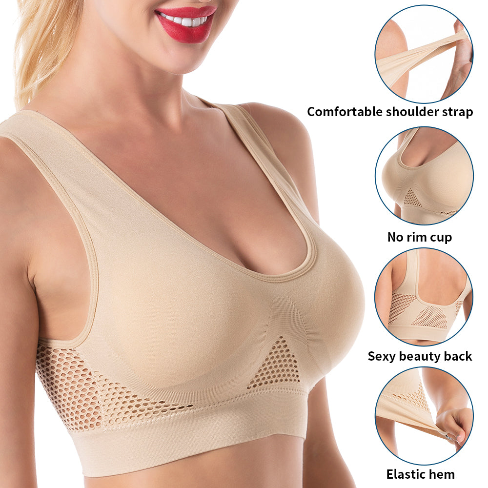 Breathable Mesh Hollow Sports Bra for Fitness
