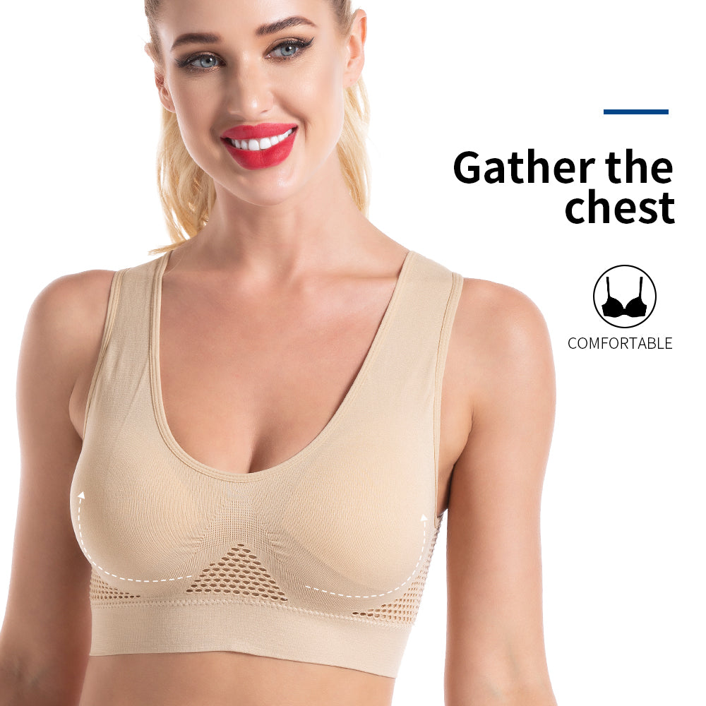 Breathable Mesh Hollow Sports Bra for Fitness