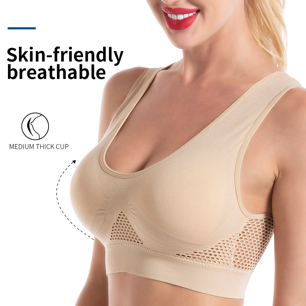 Breathable Mesh Hollow Sports Bra for Fitness
