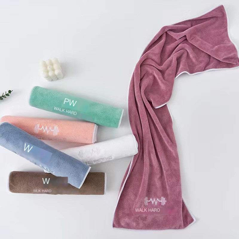 Quick-Dry Embroidered Fitness Towel 100x30cm