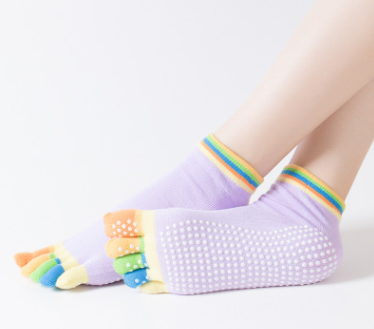 Yoga Socks, Women's Cotton Toe Socks with Grip